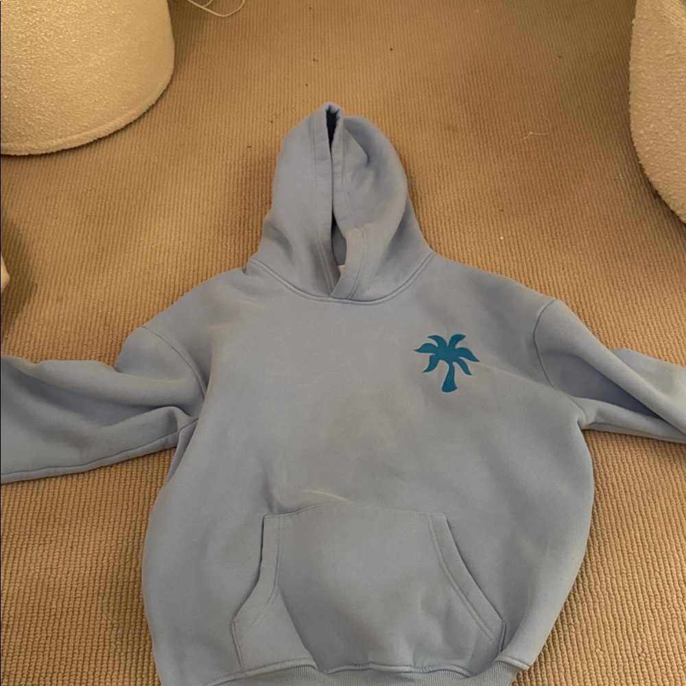 Kids Light Blue Hoodie with Palm Tree Graphic